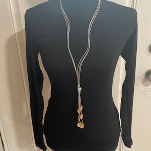 SAACHI TAUPE HAMMERED PENDANT LEATHER NECKLACE!